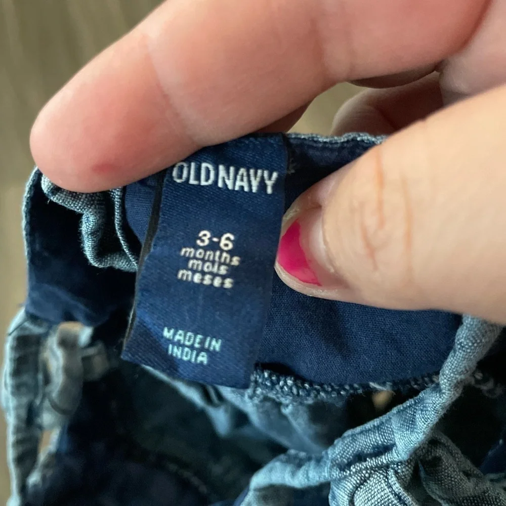 Old Navy Blue Sleeveless Bodysuit with Ruffled Neckline size 3-6 months